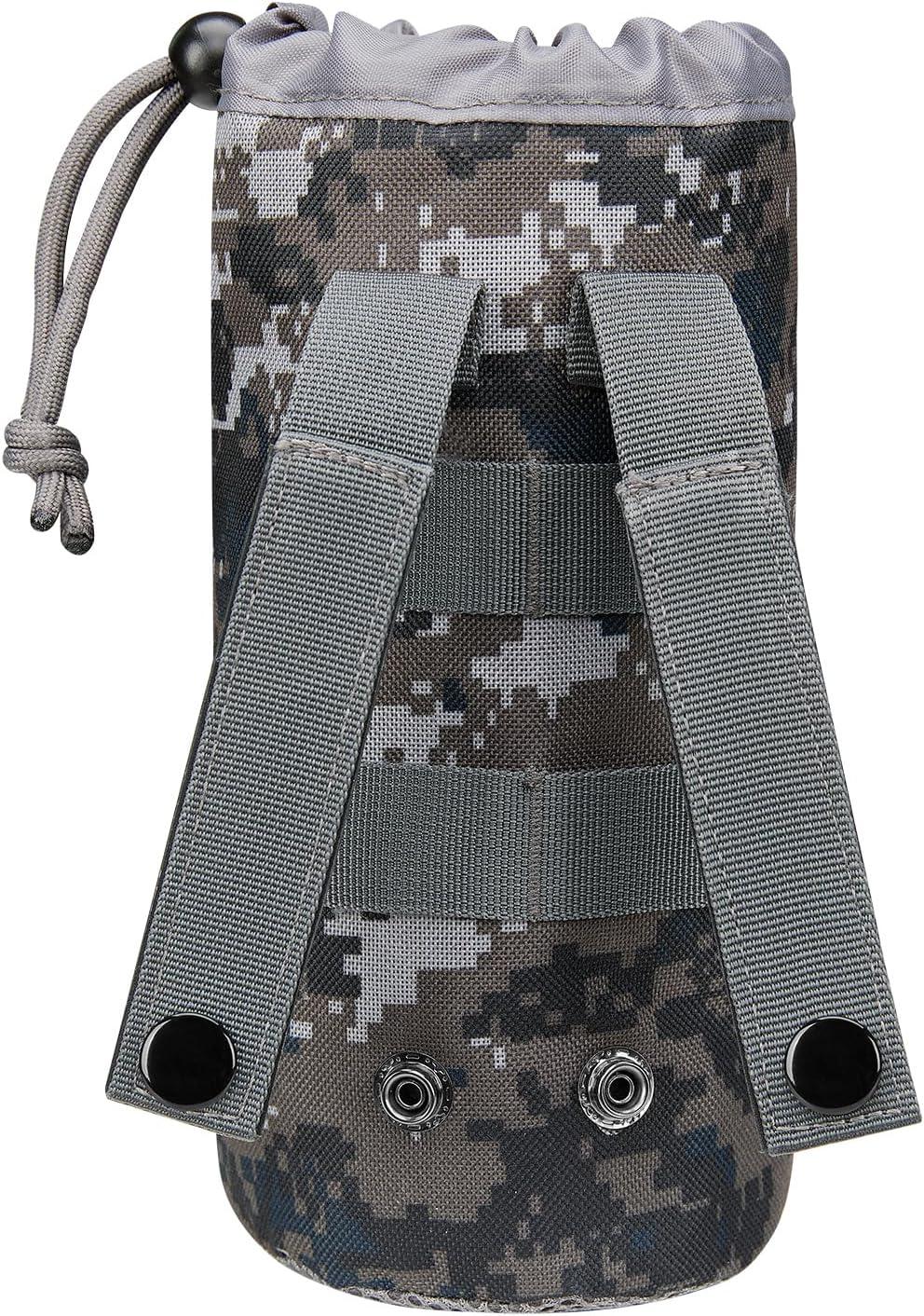 image:imageGonex Tactical MOLLE Water Bottle Pouch Drawstring Open Top amp Mesh Bottom Travel Water Bottle Bag Hydration CarrierCamo Green