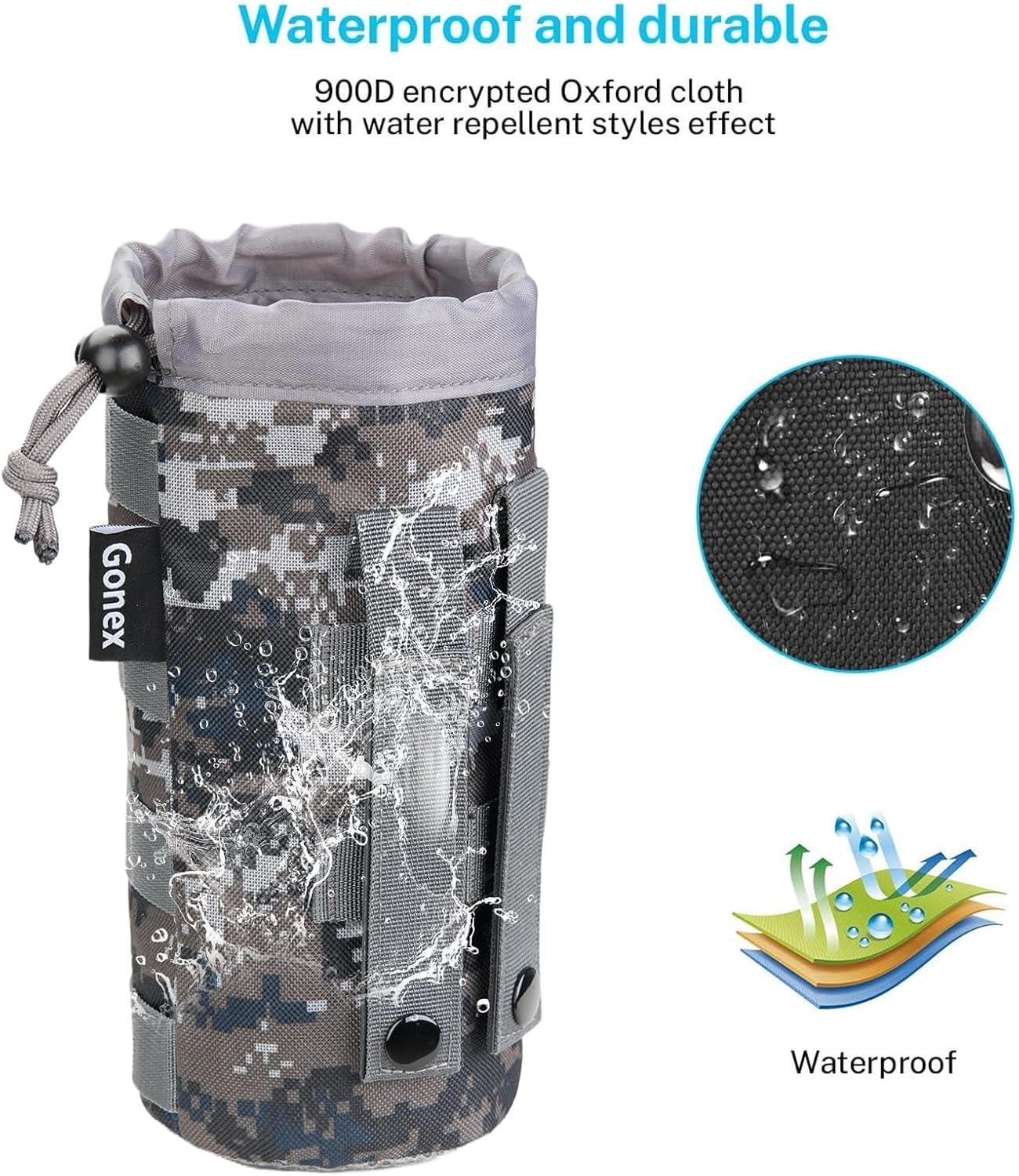 image:imageGonex Tactical MOLLE Water Bottle Pouch Drawstring Open Top amp Mesh Bottom Travel Water Bottle Bag Hydration CarrierCamo Green