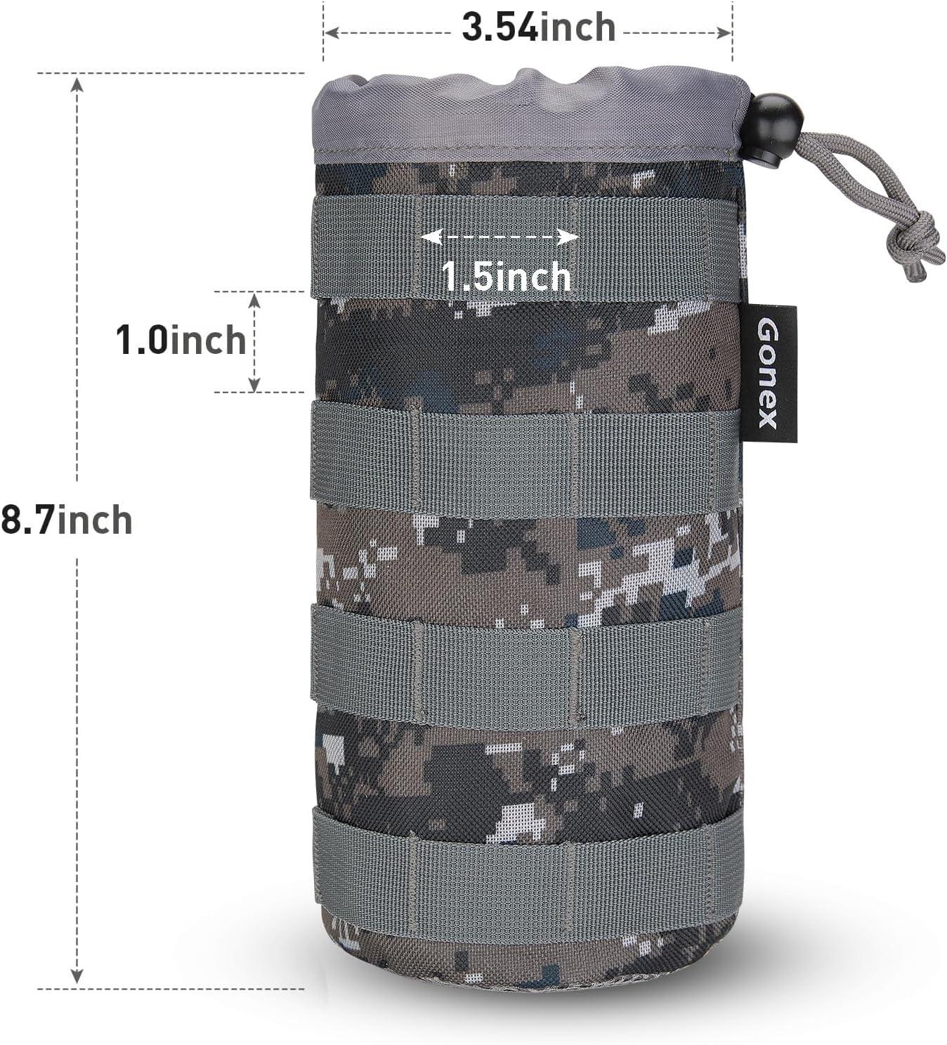 image:imageGonex Tactical MOLLE Water Bottle Pouch Drawstring Open Top amp Mesh Bottom Travel Water Bottle Bag Hydration CarrierCamo Green