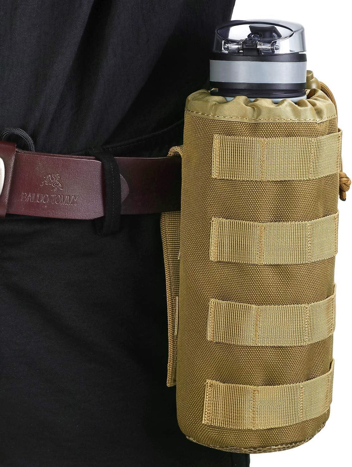 image:imageGonex Tactical MOLLE Water Bottle Pouch Drawstring Open Top amp Mesh Bottom Travel Water Bottle Bag Hydration CarrierTan