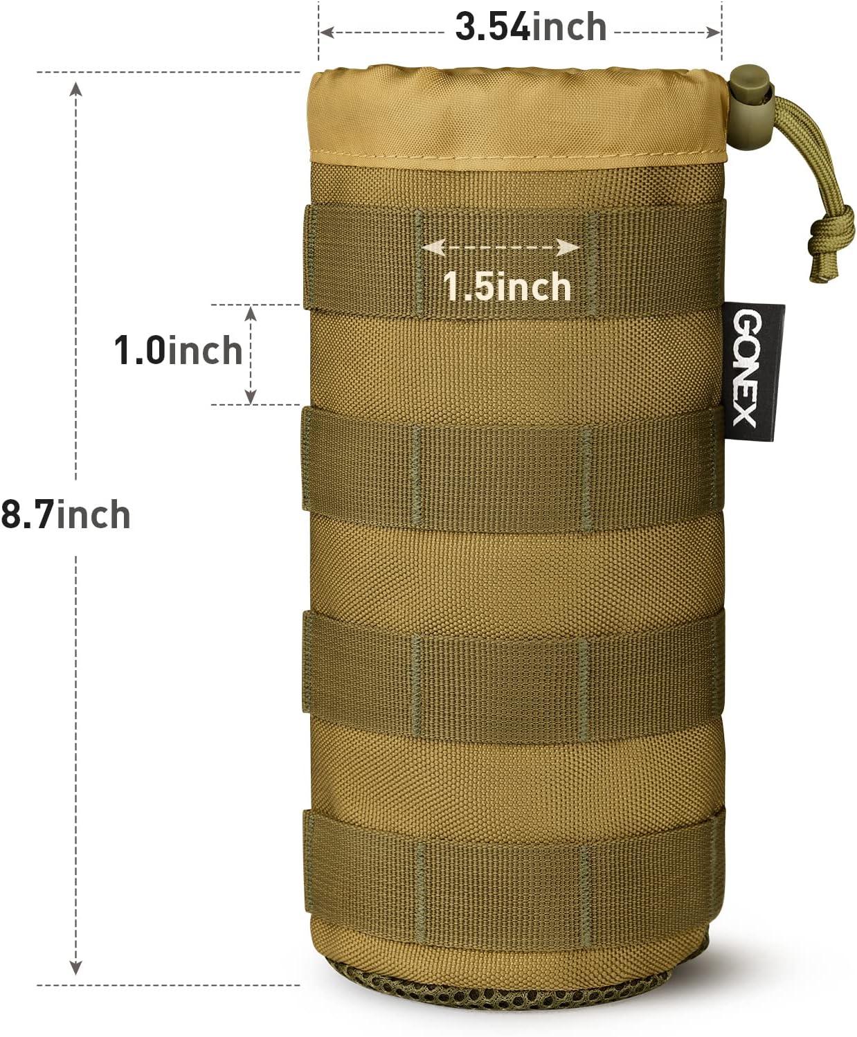 image:imageGonex Tactical MOLLE Water Bottle Pouch Drawstring Open Top amp Mesh Bottom Travel Water Bottle Bag Hydration CarrierTan