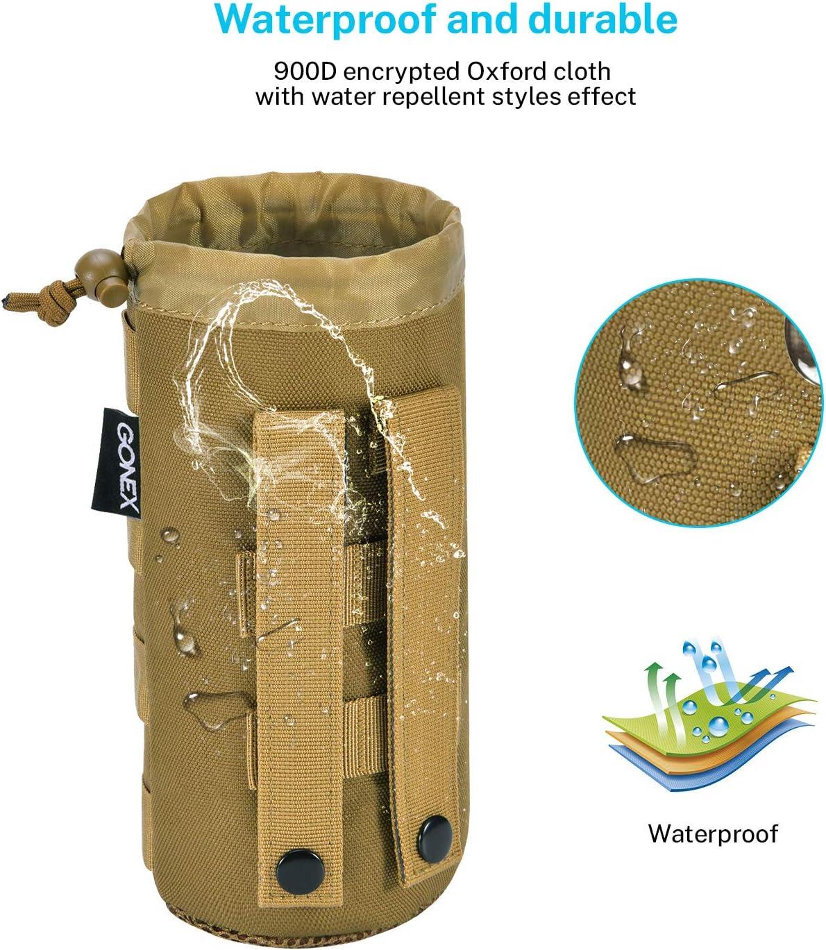 image:imageGonex Tactical MOLLE Water Bottle Pouch Drawstring Open Top amp Mesh Bottom Travel Water Bottle Bag Hydration CarrierTan