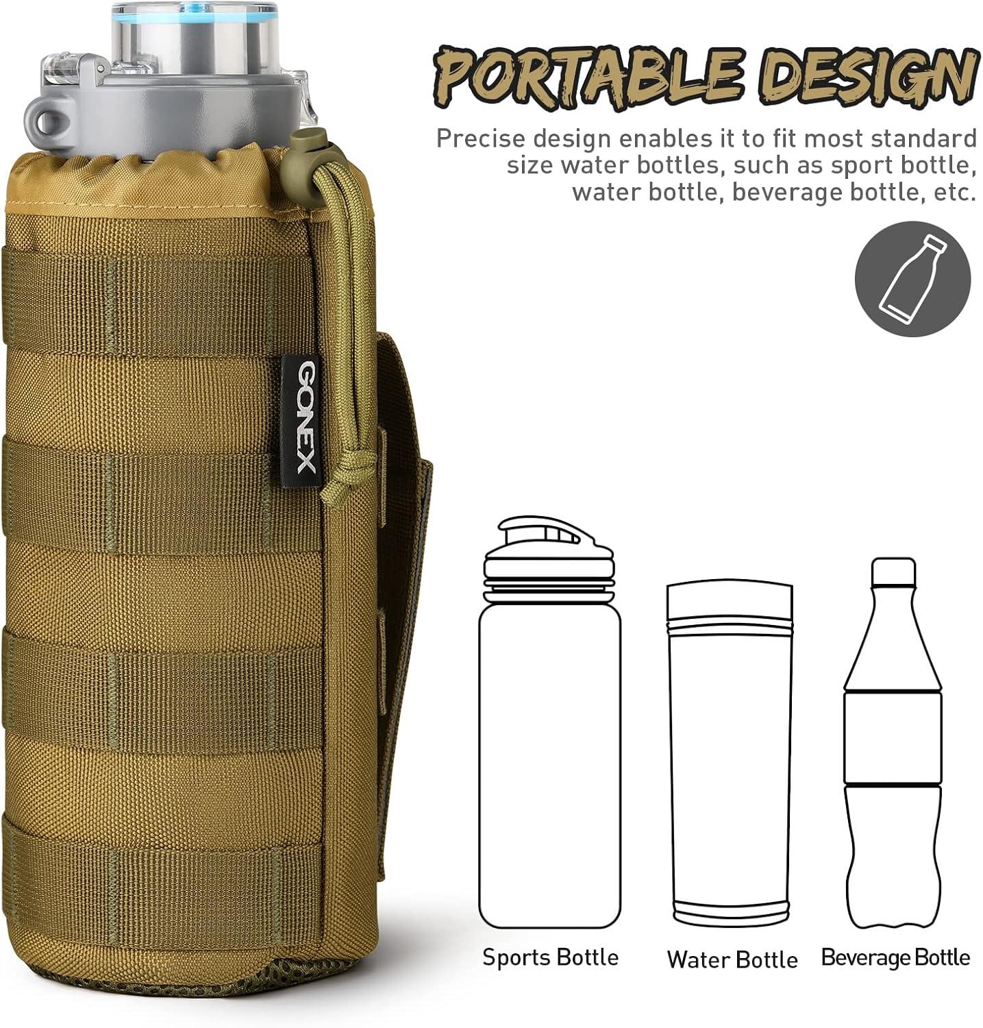 image:imageGonex Tactical MOLLE Water Bottle Pouch Drawstring Open Top amp Mesh Bottom Travel Water Bottle Bag Hydration CarrierTan