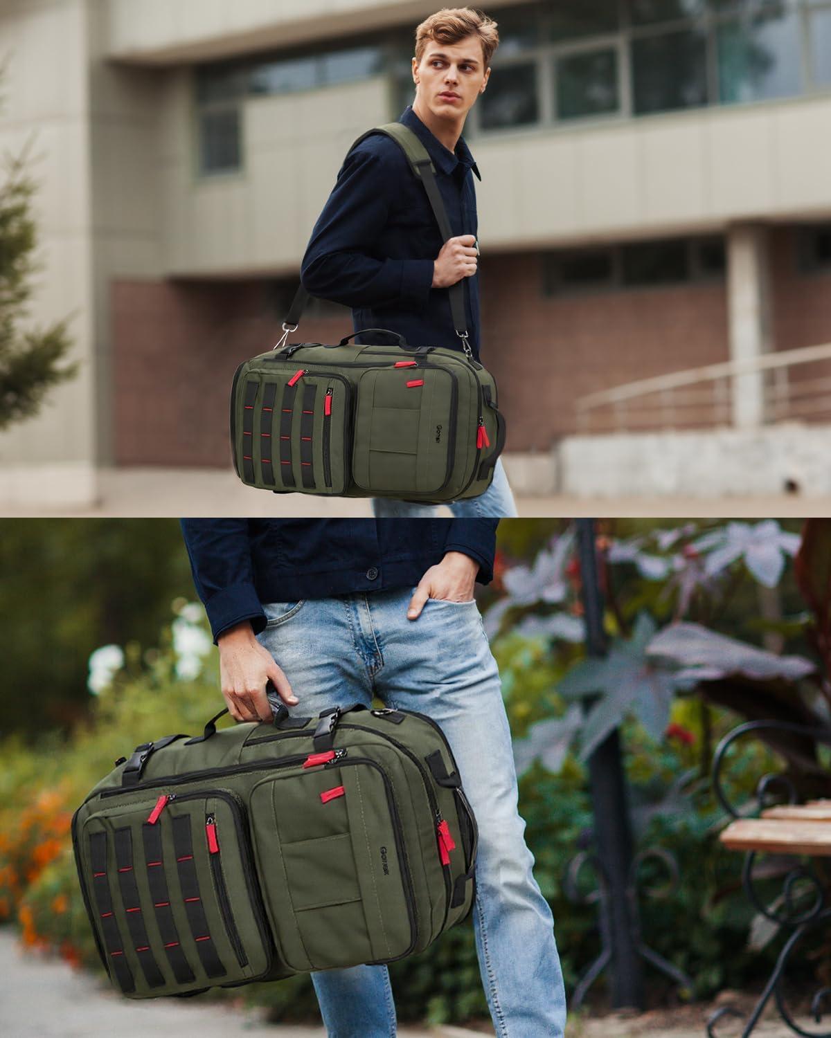 image:imageGonex Travel Backpack Large CarryOn Nylon Duffle Bag 3in1 Convertible Laptop Bag for Men amp Women Durable for Work amp Weekend Travel Army GreenArmy Green