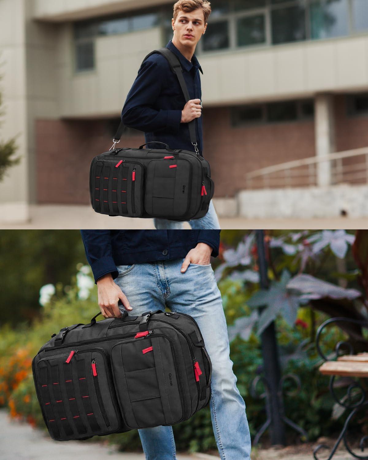image:imageGonex Travel Backpack Large CarryOn Nylon Duffle Bag 3in1 Convertible Laptop Bag for Men amp Women Durable for Work amp Weekend Travel Army GreenBlack