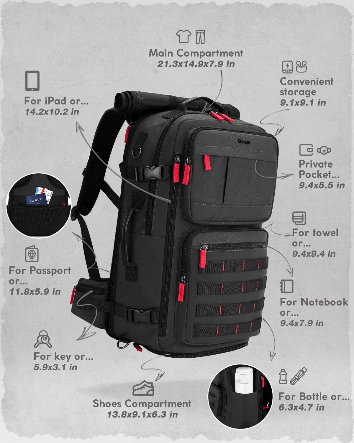 image:imageGonex Travel Backpack Large CarryOn Nylon Duffle Bag 3in1 Convertible Laptop Bag for Men amp Women Durable for Work amp Weekend Travel Army GreenBlack