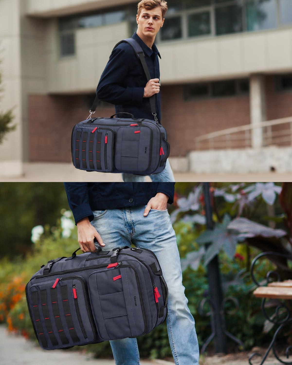 image:imageGonex Travel Backpack Large CarryOn Nylon Duffle Bag 3in1 Convertible Laptop Bag for Men amp Women Durable for Work amp Weekend Travel Army GreenDark Blue