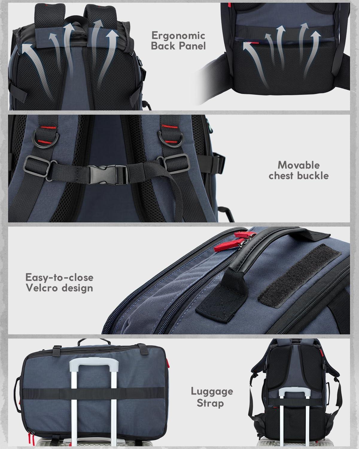 image:imageGonex Travel Backpack Large CarryOn Nylon Duffle Bag 3in1 Convertible Laptop Bag for Men amp Women Durable for Work amp Weekend Travel Army GreenDark Blue