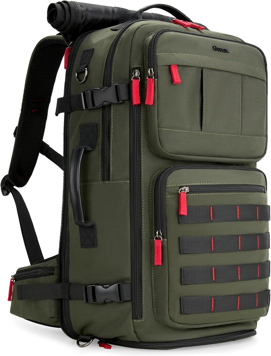 image:imageGonex Travel Backpack Large CarryOn Nylon Duffle Bag 3in1 Convertible Laptop Bag for Men amp Women Durable for Work amp Weekend Travel Dark RedArmy Green