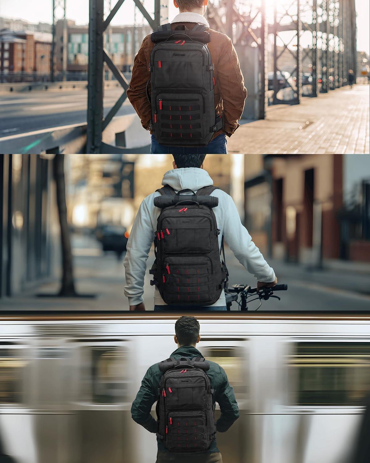image:imageGonex Travel Backpack Large CarryOn Nylon Duffle Bag 3in1 Convertible Laptop Bag for Men amp Women Durable for Work amp Weekend Travel Dark RedBlack