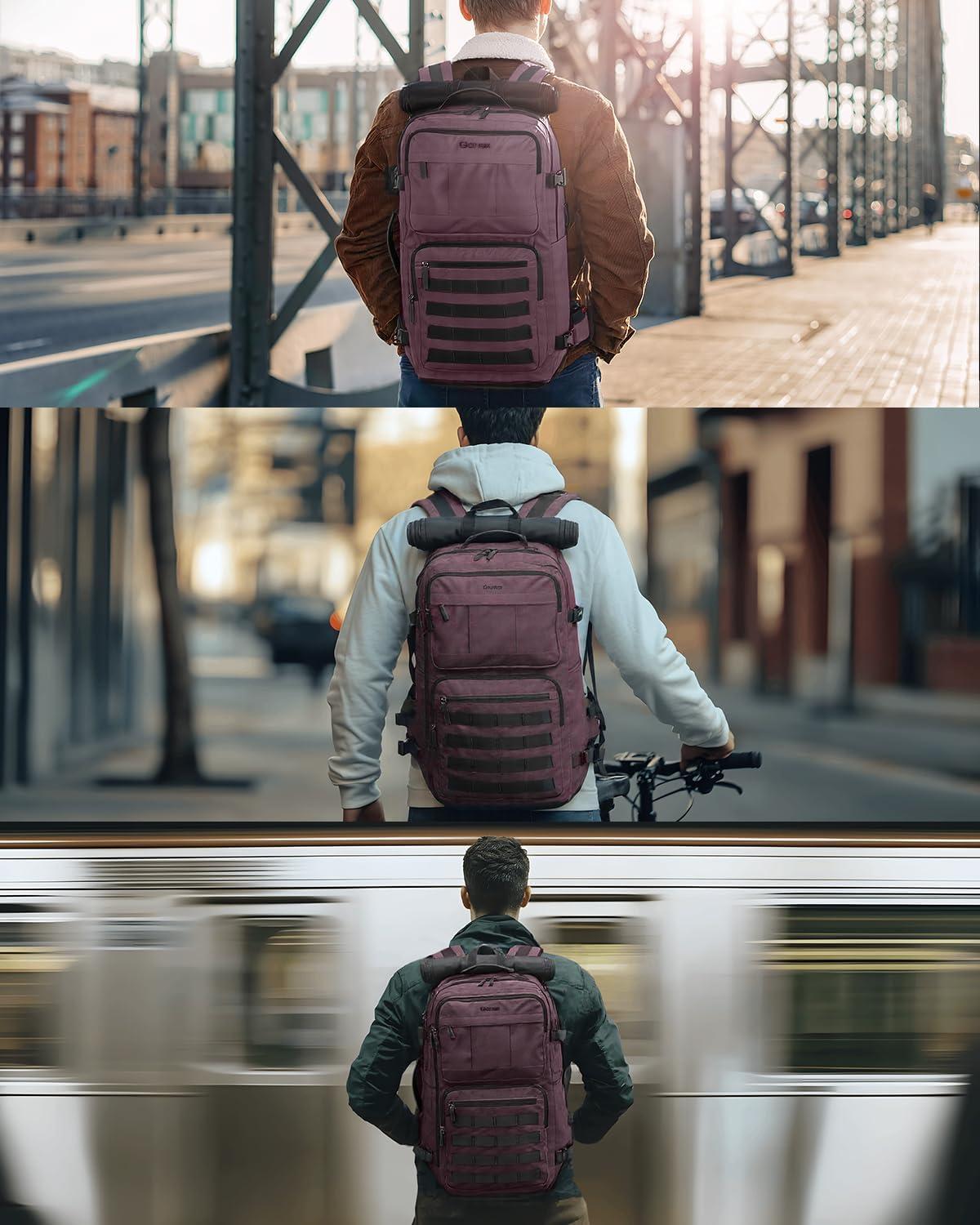 image:imageGonex Travel Backpack Large CarryOn Nylon Duffle Bag 3in1 Convertible Laptop Bag for Men amp Women Durable for Work amp Weekend Travel Dark RedDark Red