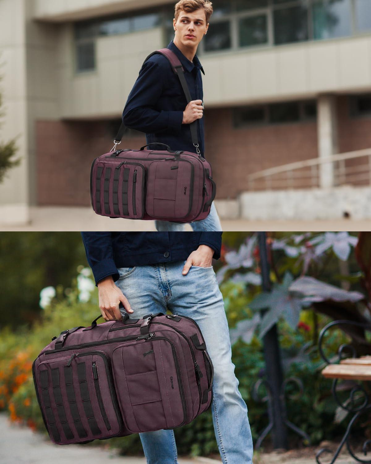 image:imageGonex Travel Backpack Large CarryOn Nylon Duffle Bag 3in1 Convertible Laptop Bag for Men amp Women Durable for Work amp Weekend Travel Dark RedDark Red