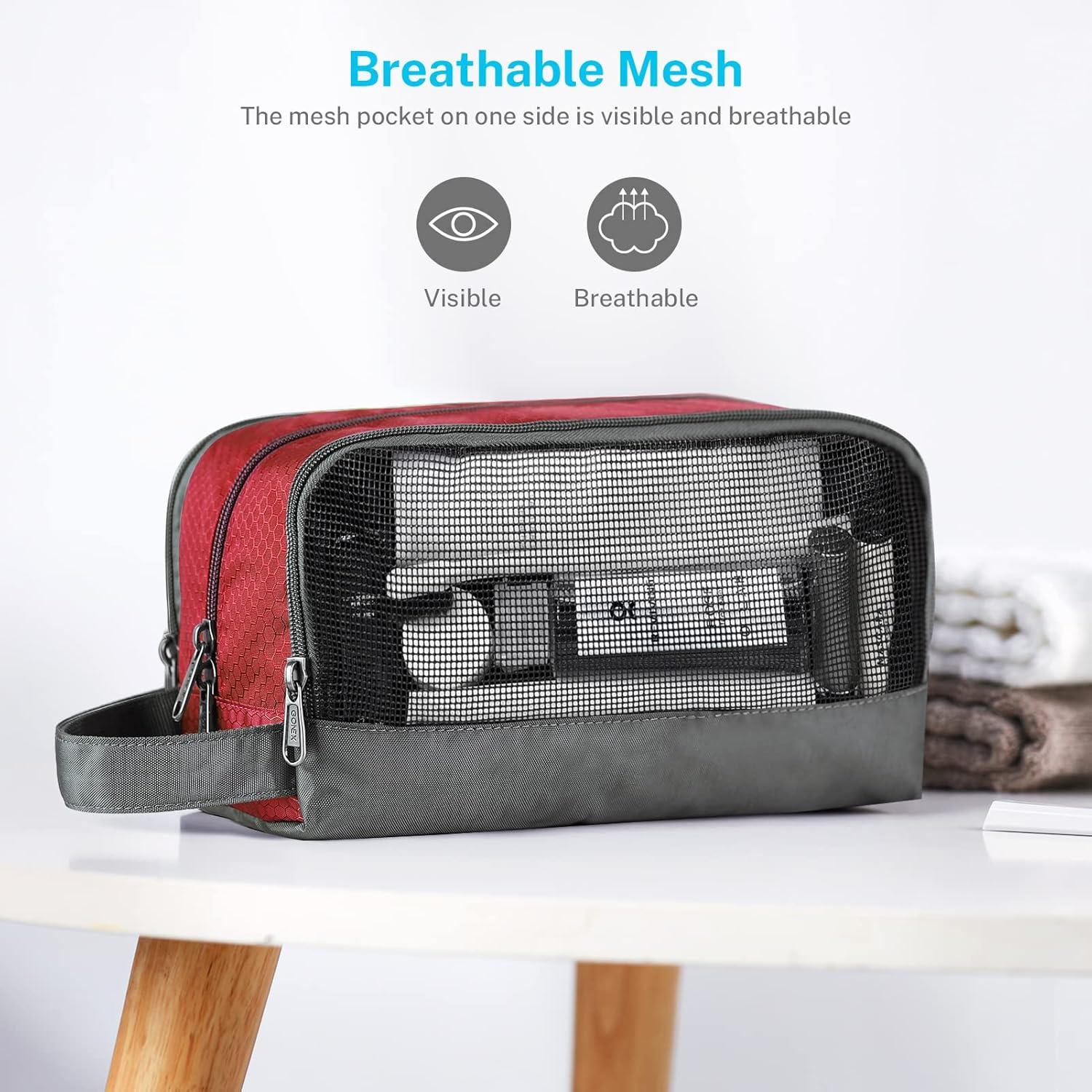 image:imageGonex Travel Toiletry Bag Nylon Shaving Bag Toiletry Organizer OrangeRed