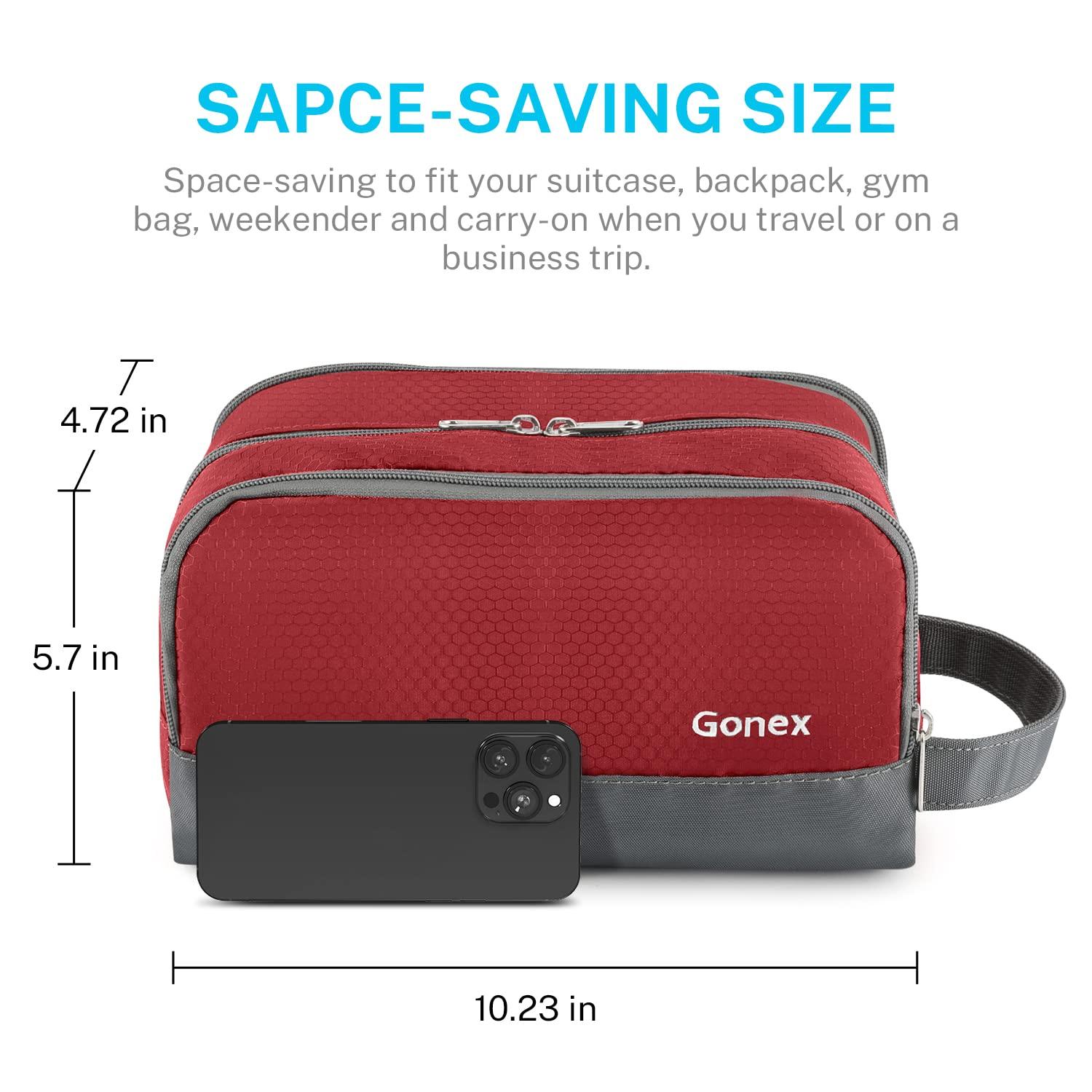 image:imageGonex Travel Toiletry Bag Nylon Shaving Bag Toiletry Organizer OrangeRed