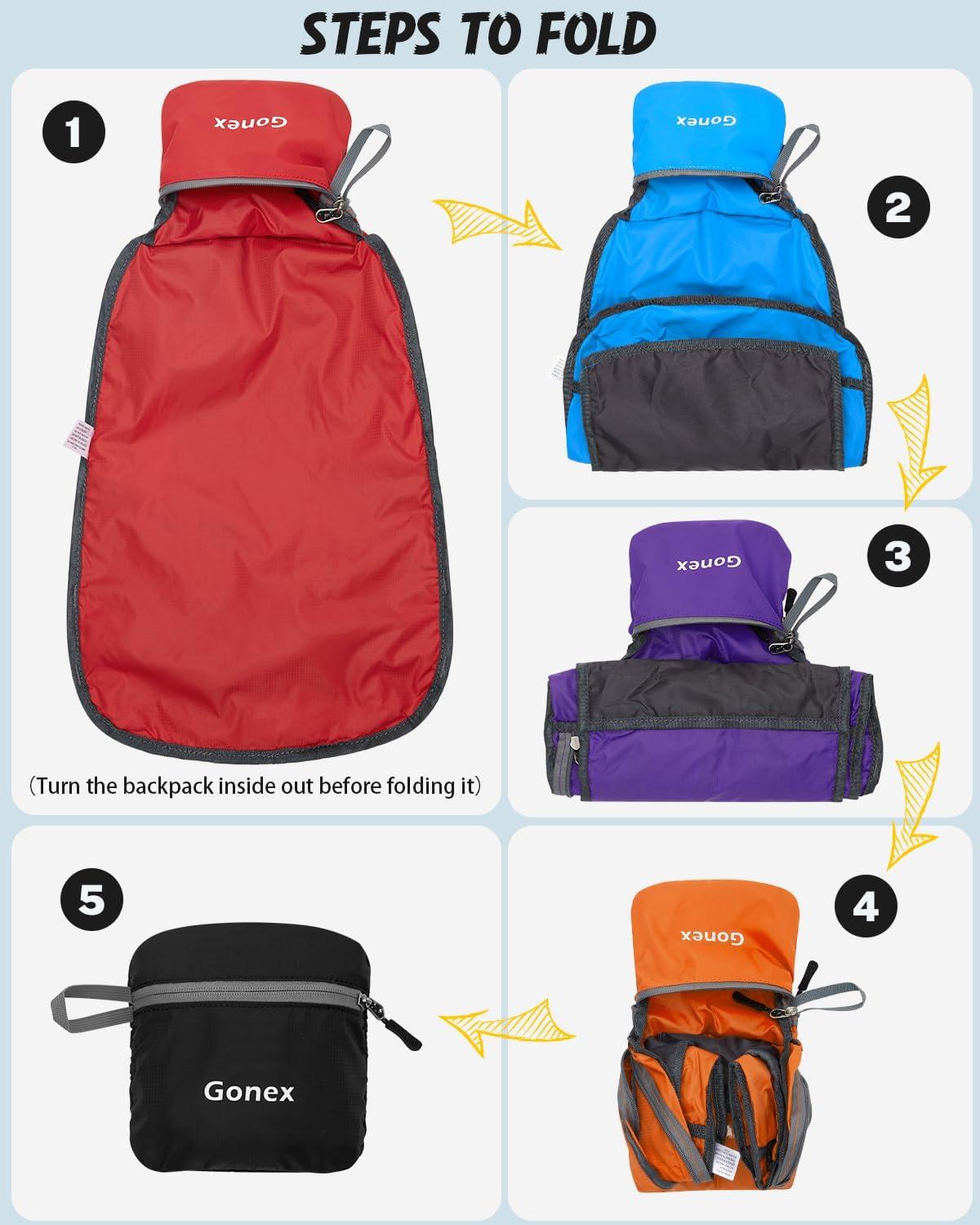 image:imageGonex Ultra Lightweight Packable Backpack 20L Daypack Handy Foldable Camping Outdoor Travel Cycling BackpackingBlack