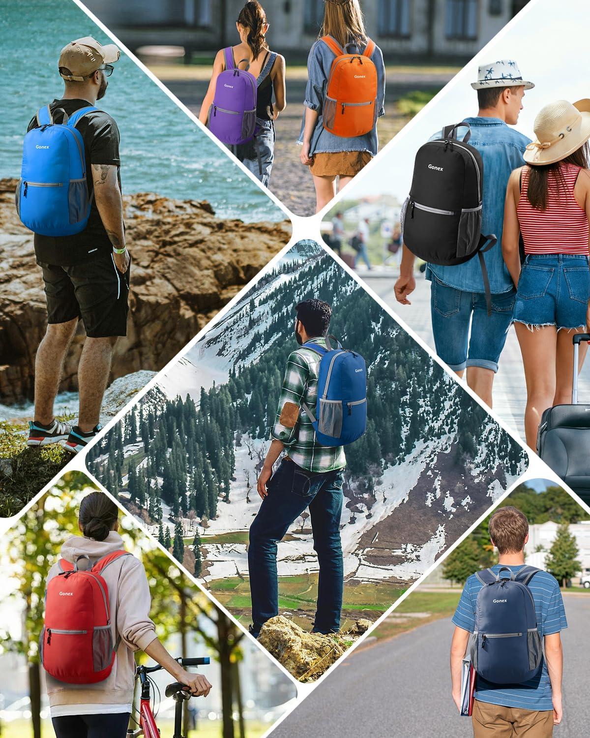 image:imageGonex Ultra Lightweight Packable Backpack 20L Daypack Handy Foldable Camping Outdoor Travel Cycling BackpackingBlack