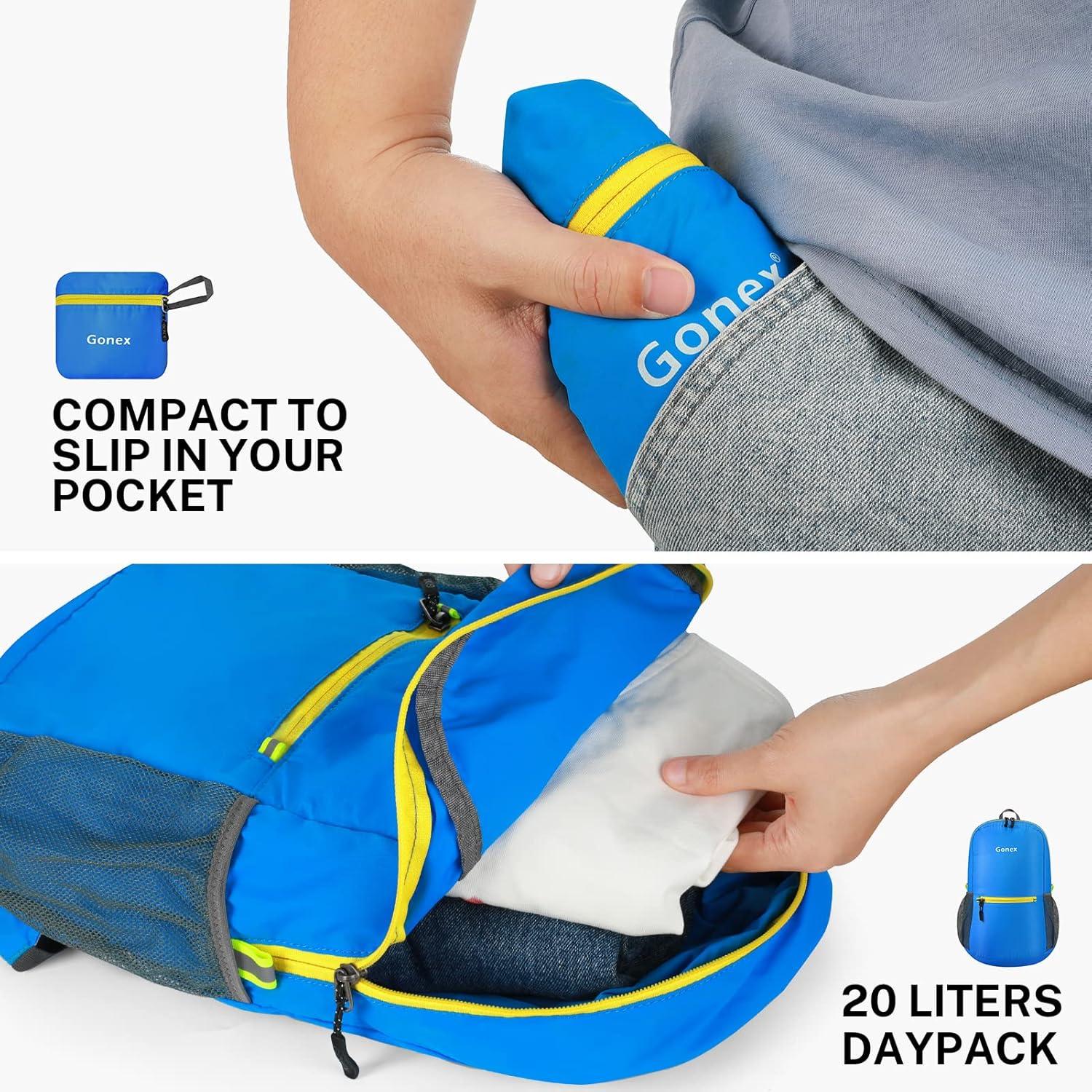 image:imageGonex Ultra Lightweight Packable Backpack 20L Daypack Handy Foldable Camping Outdoor Travel Cycling BackpackingBlue