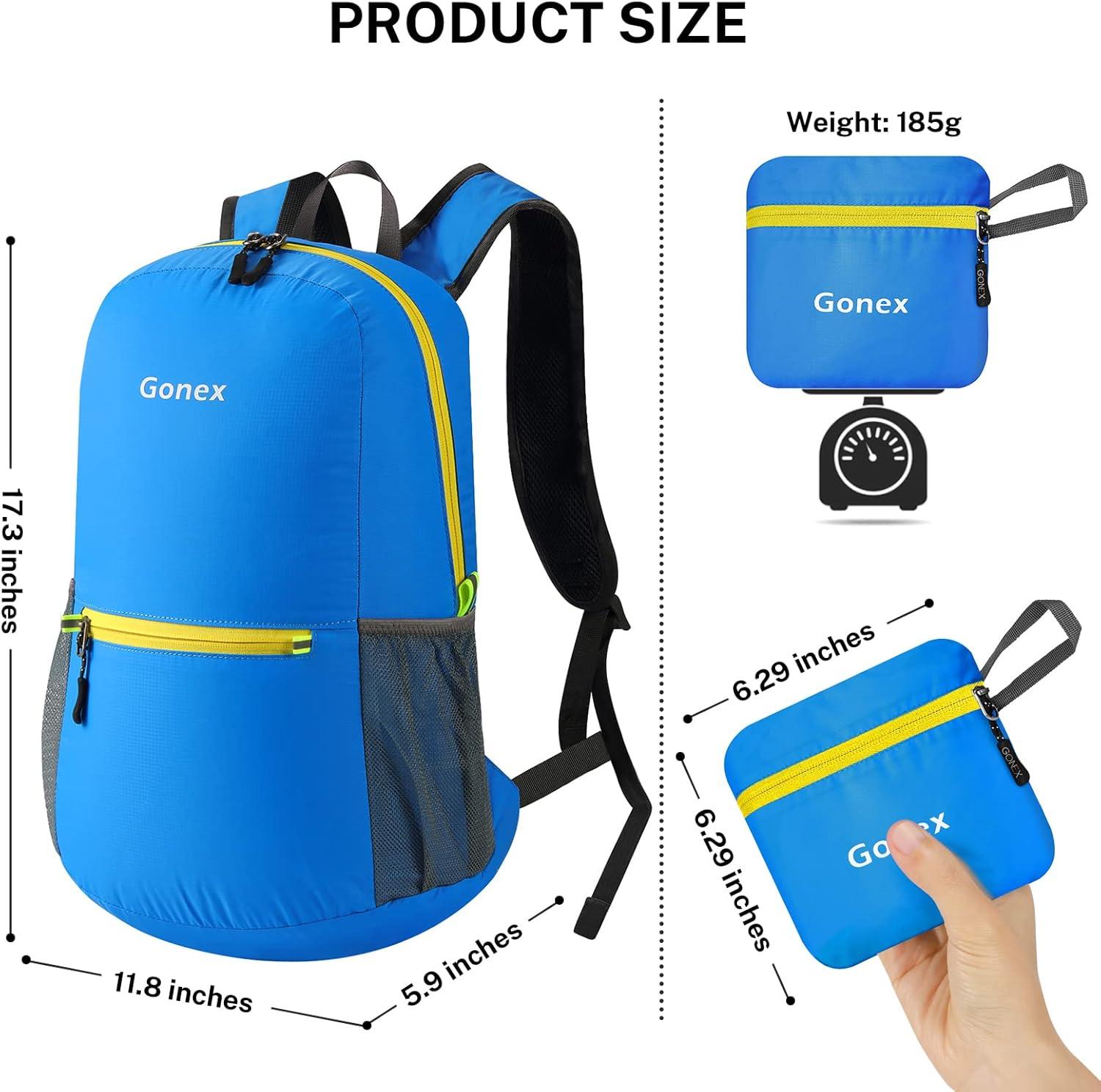 image:imageGonex Ultra Lightweight Packable Backpack 20L Daypack Handy Foldable Camping Outdoor Travel Cycling BackpackingBlue