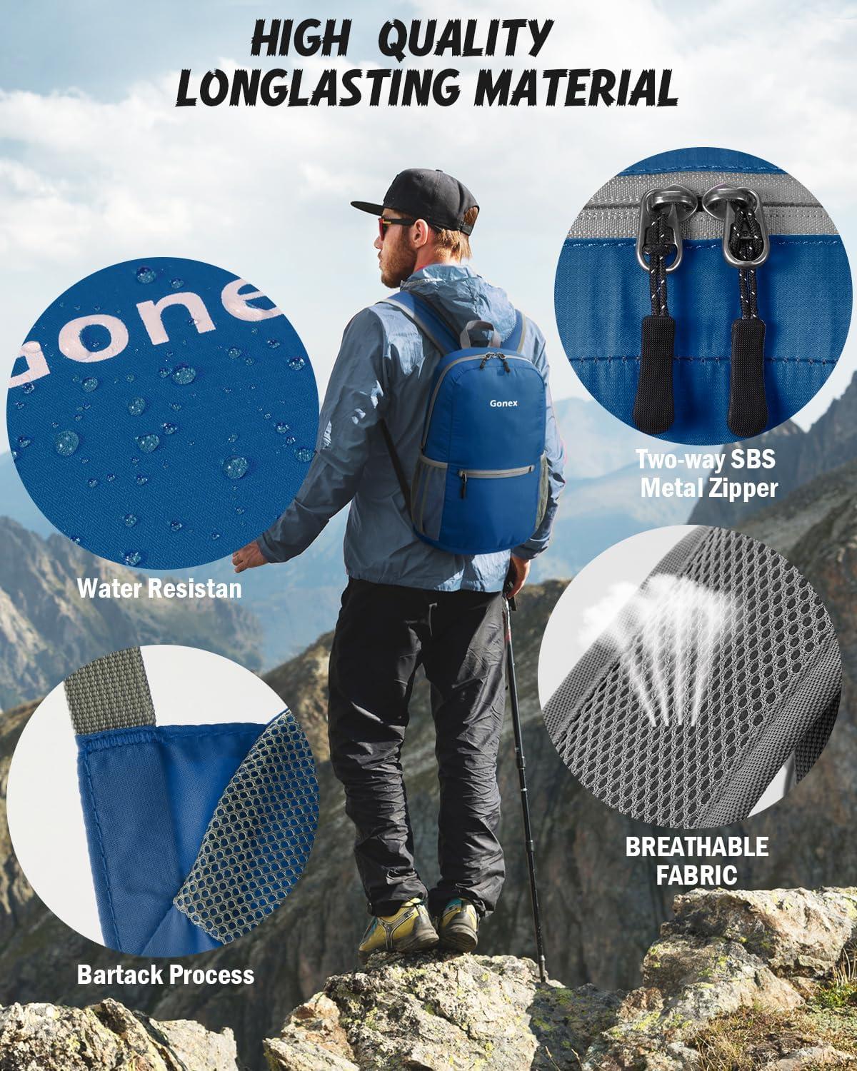 image:imageGonex Ultra Lightweight Packable Backpack 20L Daypack Handy Foldable Camping Outdoor Travel Cycling BackpackingDark Blue