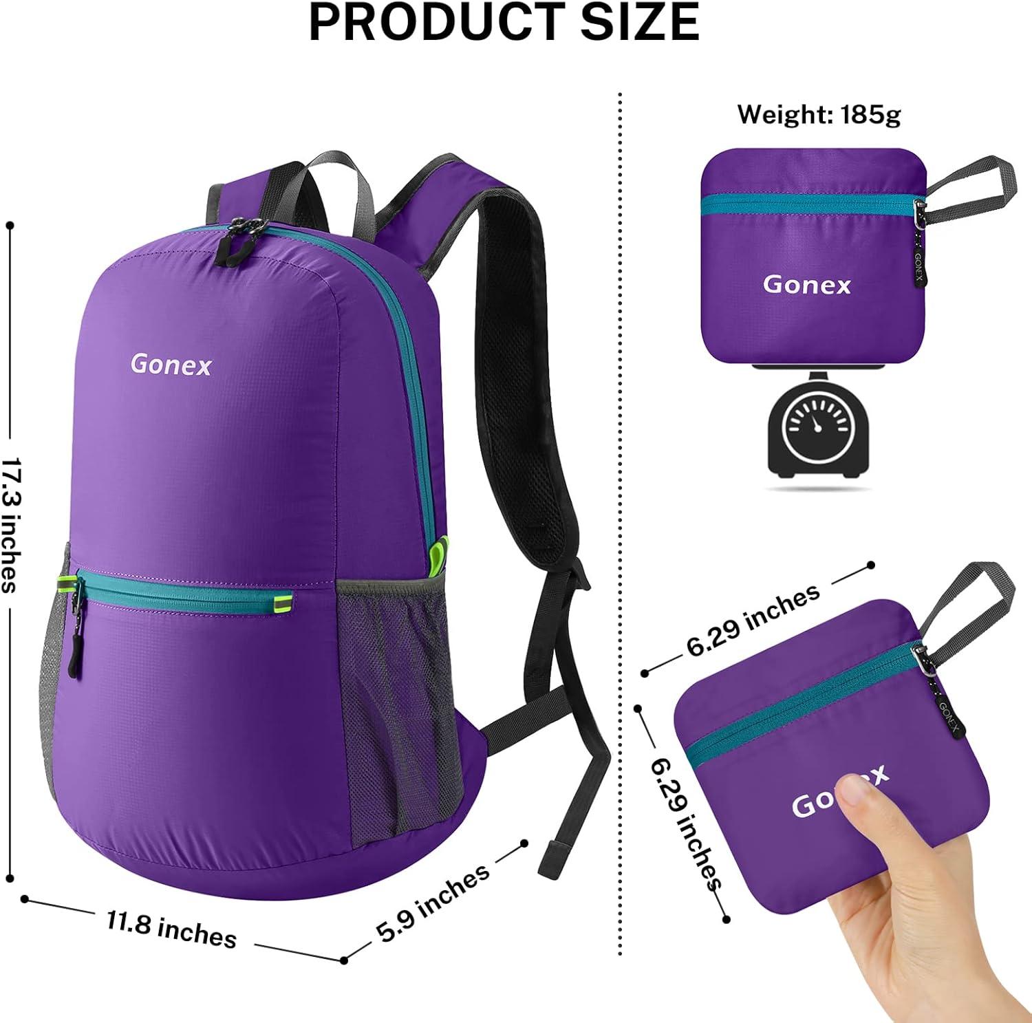 image:imageGonex Ultra Lightweight Packable Backpack 20L Daypack Handy Foldable Camping Outdoor Travel Cycling BackpackingPurple