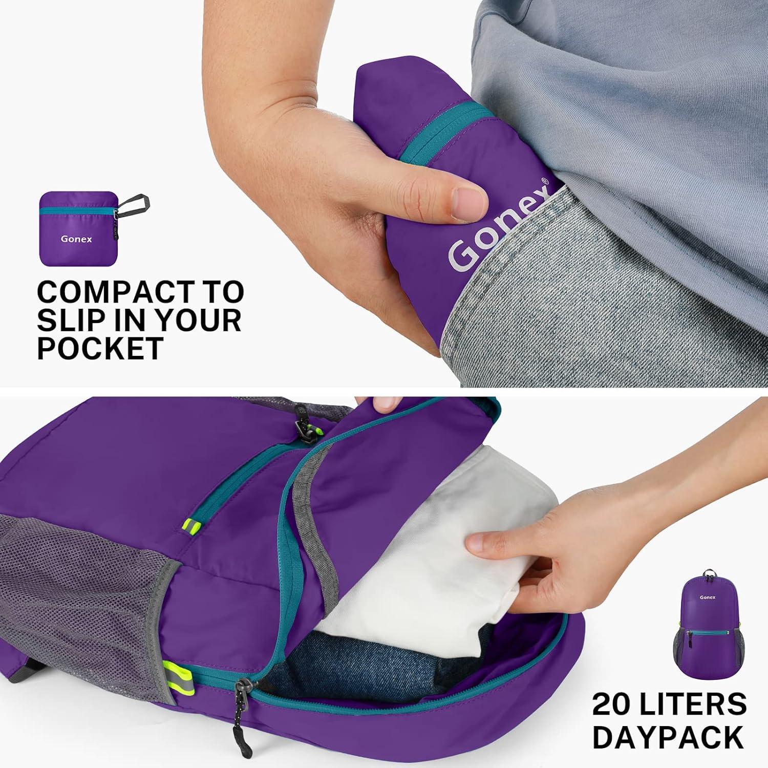 image:imageGonex Ultra Lightweight Packable Backpack 20L Daypack Handy Foldable Camping Outdoor Travel Cycling BackpackingPurple