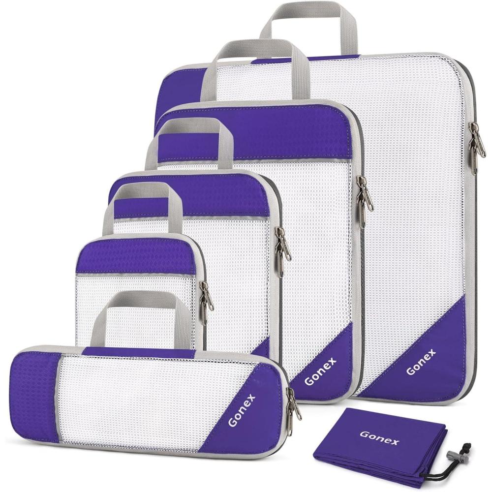 image:imageCompression Packing Cubes Gonex Extensible Storage Mesh Bags OrganizersB 6 PCS Purple