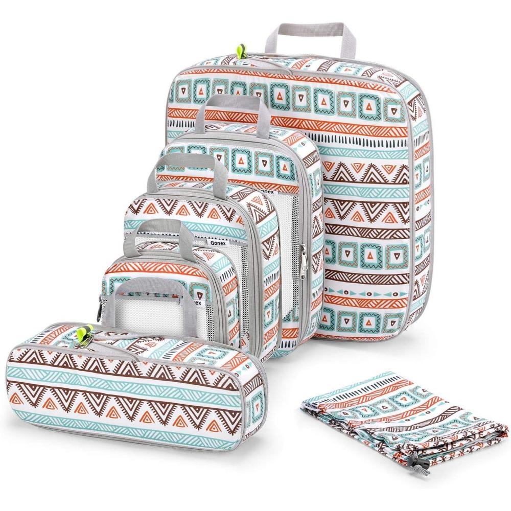 image:imageCompression Packing Cubes Gonex Extensible Storage Mesh Bags OrganizersC 6 PCs Bohemian White