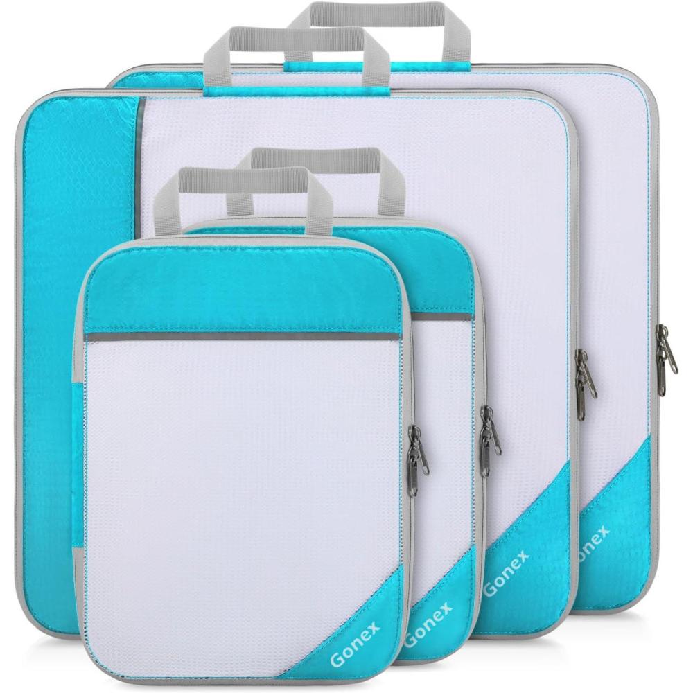 image:imageCompression Packing Cubes Gonex Extensible Storage Mesh Bags OrganizersD 4 PCS Blue