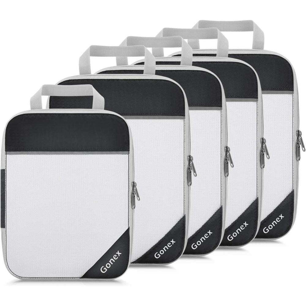 image:imageCompression Packing Cubes Gonex Extensible Storage Mesh Bags OrganizersE 5 PCS Black