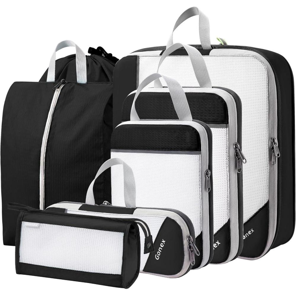 image:imageCompression Packing Cubes Gonex Extensible Storage Mesh Bags OrganizersF 7 Pcs Black