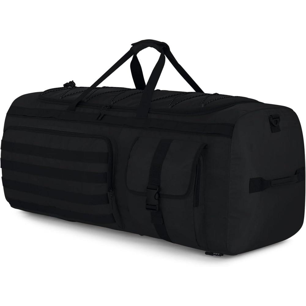 image:imageGonex 130L Extra Large Duffel Bag for Men Heavy Duty 3 in 1 Convertible Carry Travel Duffle with Shoe Compartment Tactical Loops Sports Gear Bag for Family Trips BlackBlack