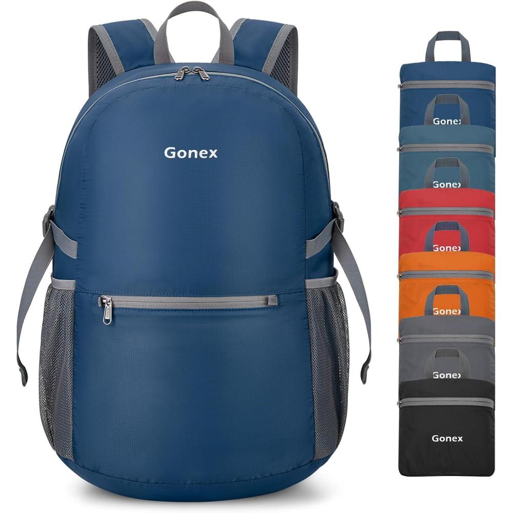 image:imageGonex 30L Ultra Lightweight Packable Backpack Handy Foldable Daypack for Camping Outdoor Travel Cycling BackpackingDark Blue