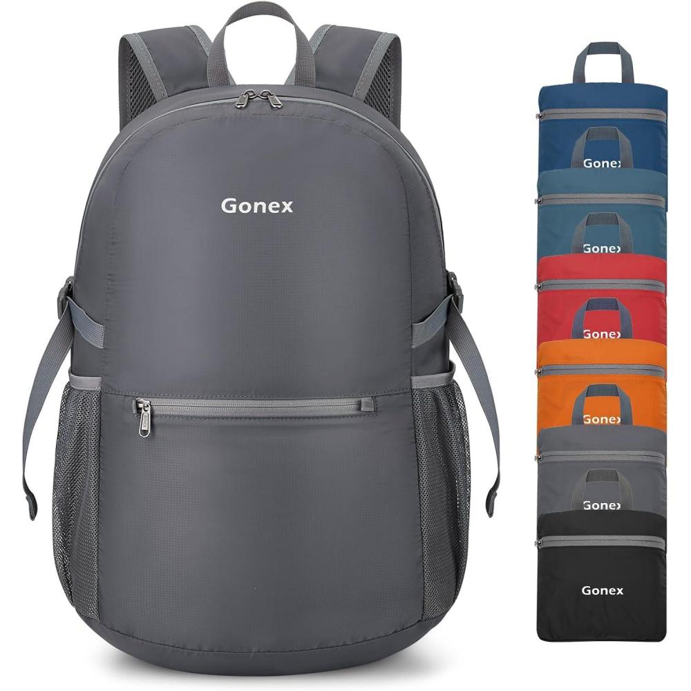 image:imageGonex 30L Ultra Lightweight Packable Backpack Handy Foldable Daypack for Camping Outdoor Travel Cycling BackpackingGrey