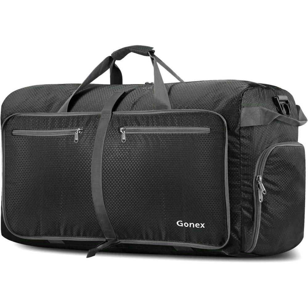 image:imageGonex 40L 60L 80L 100L 150L Large Foldable Travel Duffle Bag with Shoes Compartment Packable Lightweight Water Repellent Duffel Bag for Camping Gym Weekender BagGray