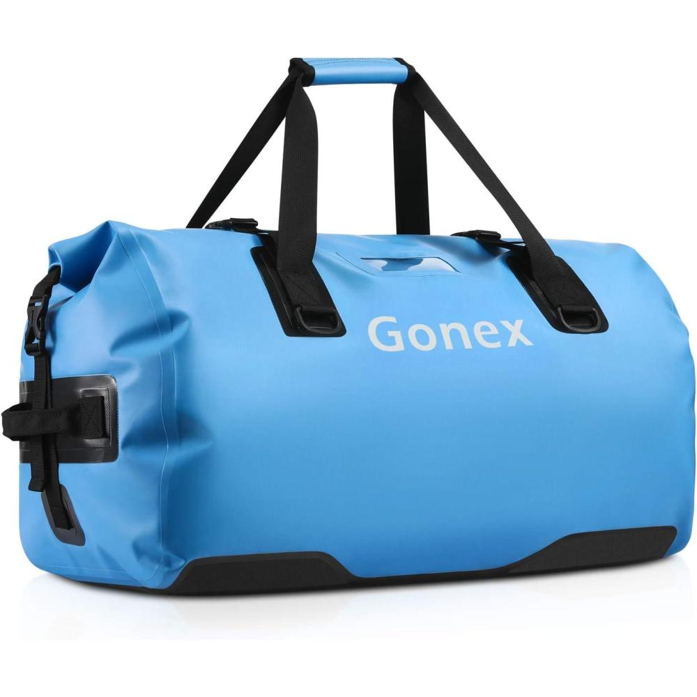 image:imageGonex 40L 60L 80L Extra Large Waterproof Duffle Travel Dry Duffel Bag Heavy Duty Bag with Durable Straps amp Handles for Kayaking Paddleboarding Boating Rafting FishingLight blue