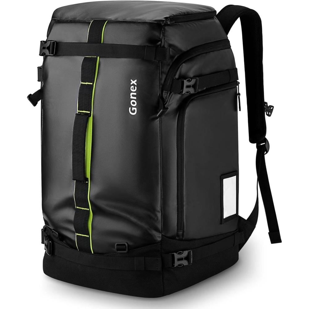 image:imageGonex 50L Ski Boot Bag Backpack Waterproof Snowboard Boot Backpack for Men Women Ski Boots Bag for Travel Ski Snowboard Helmet Goggles and Outerwear Black
