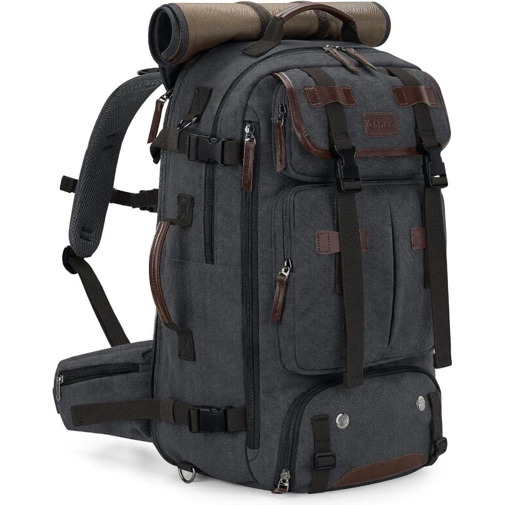image:imageGonex Canvas Backpack Vintage 3in1 Convertible Laptop Bag for Travel Work amp College Large CarryOn Rucksack for Men amp Women Coffee BrownDark Gray