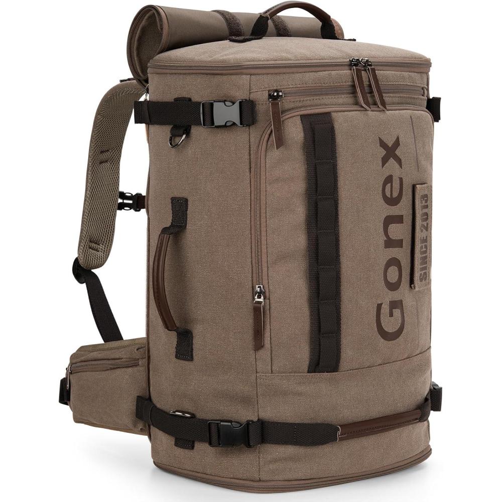 image:imageGonex Canvas Travel Backpack Large 3in1 Convertible Vintage Laptop Duffel Bag for Men amp Women Durable CarryOn for Work College amp Outdoor Adventure Coffee BrownCoffee Brown