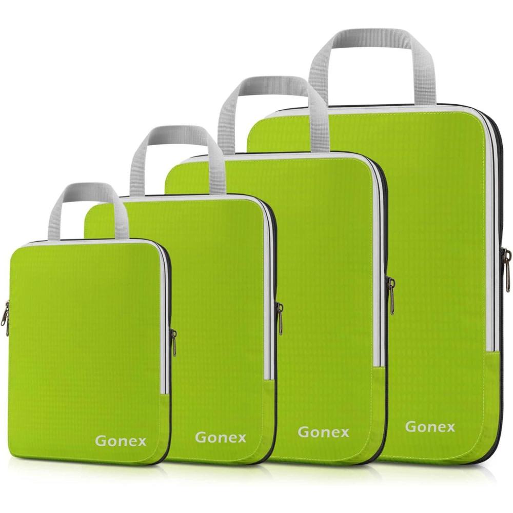 image:imageGonex Compression Packing Cubes 3pcs4pcs Expandable Storage Travel Luggage Bags Organizers4 PCS Green