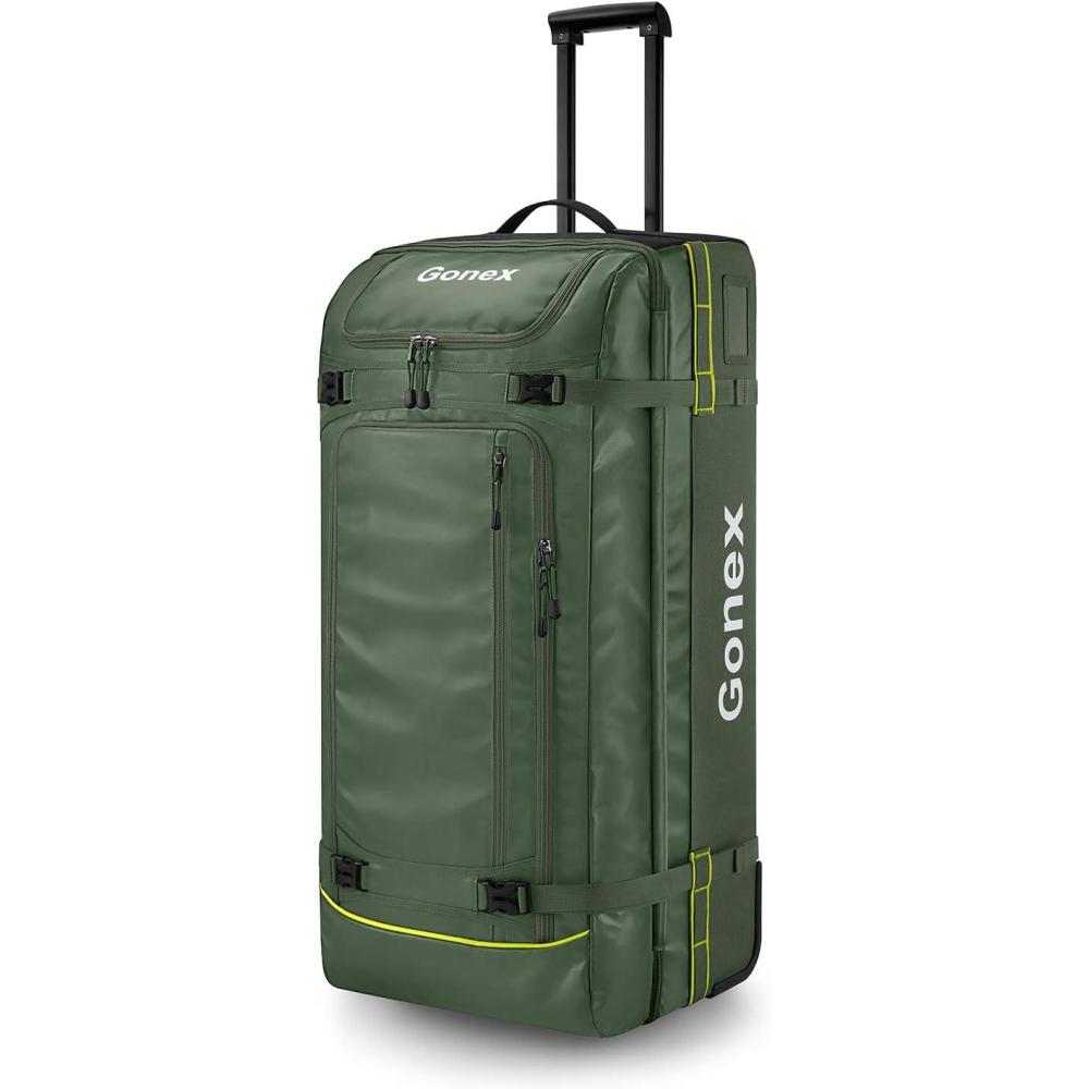 image:imageGonex Rolling Duffle Bag with Wheels 100L Water Repellent Large Wheeled Travel Duffel Luggage with Rollers 33 inch Olive GreenOlive Green 33 inch