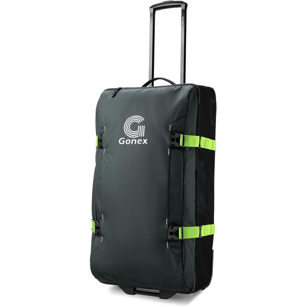 image:imageGonex Rolling Duffle Bag with Wheels Waterrepellent 30 inch Nylon Large Wheeled Travel Duffel Luggage with TSA Lock amp Telescopic Handle 100L BlackGreen