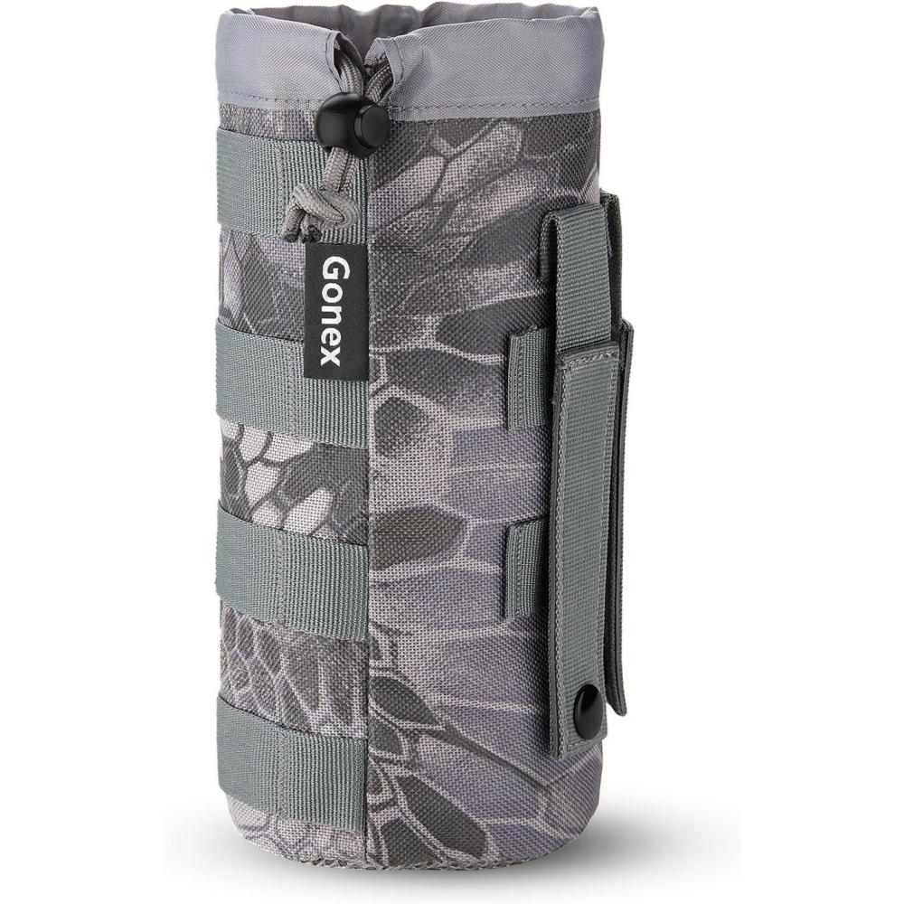 image:imageGonex Tactical MOLLE Water Bottle Pouch Drawstring Open Top amp Mesh Bottom Travel Water Bottle Bag Hydration CarrierSnake Camo