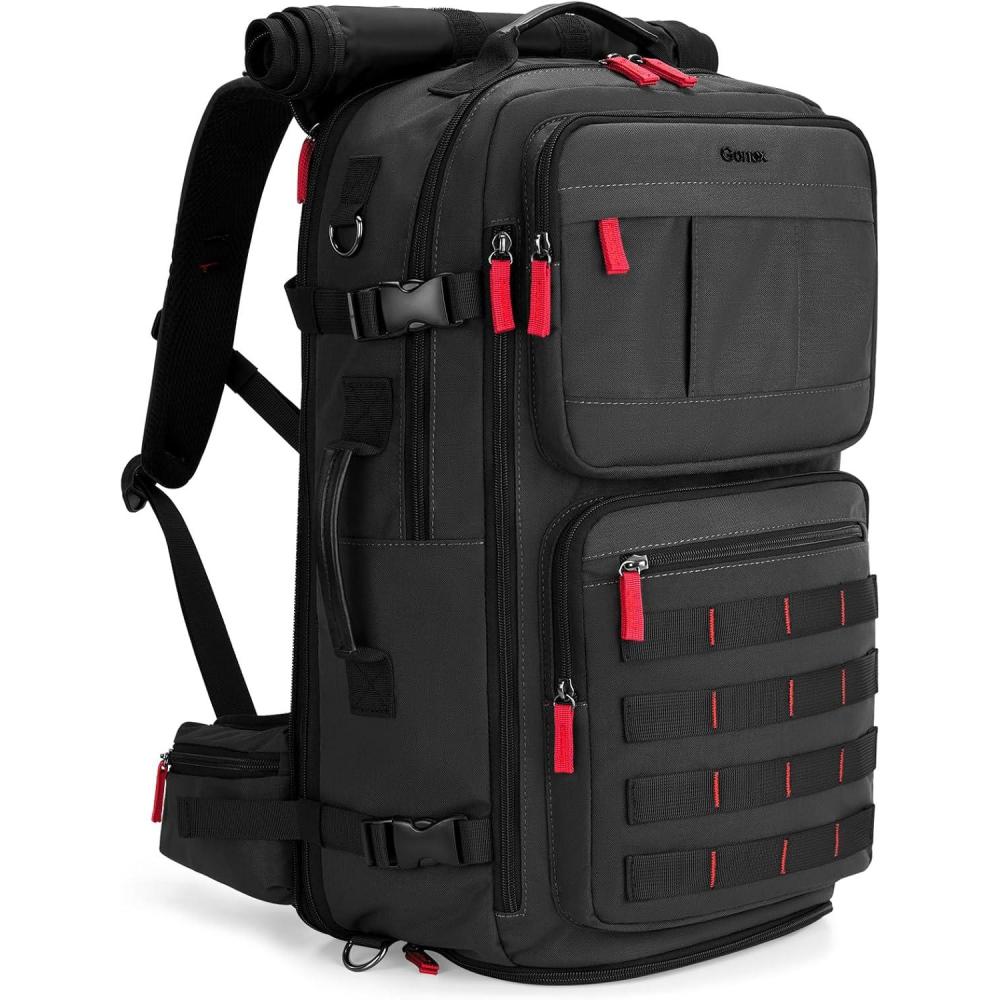 image:imageGonex Travel Backpack Large CarryOn Nylon Duffle Bag 3in1 Convertible Laptop Bag for Men amp Women Durable for Work amp Weekend Travel Dark RedBlack