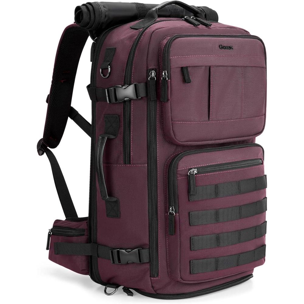 image:imageGonex Travel Backpack Large CarryOn Nylon Duffle Bag 3in1 Convertible Laptop Bag for Men amp Women Durable for Work amp Weekend Travel Dark RedDark Red