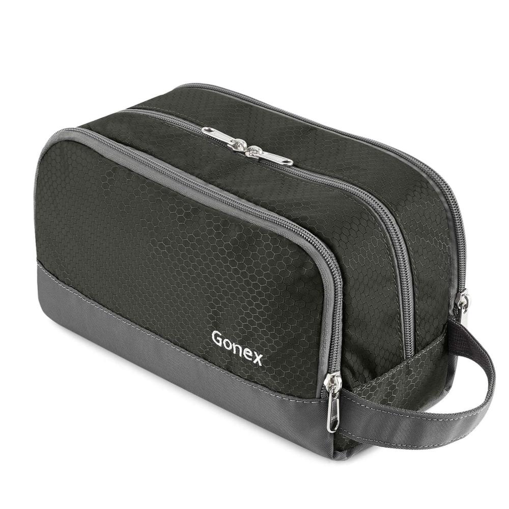 image:imageGonex Travel Toiletry Bag Nylon Shaving Bag Toiletry Organizer OrangeGray