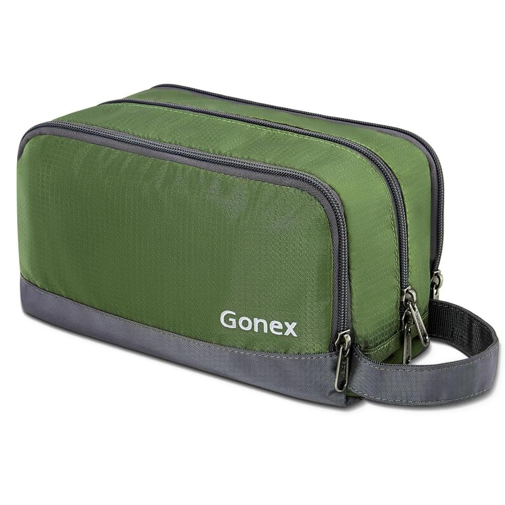image:imageGonex Travel Toiletry Bag Nylon Shaving Bag Toiletry Organizer OrangeOlive Green
