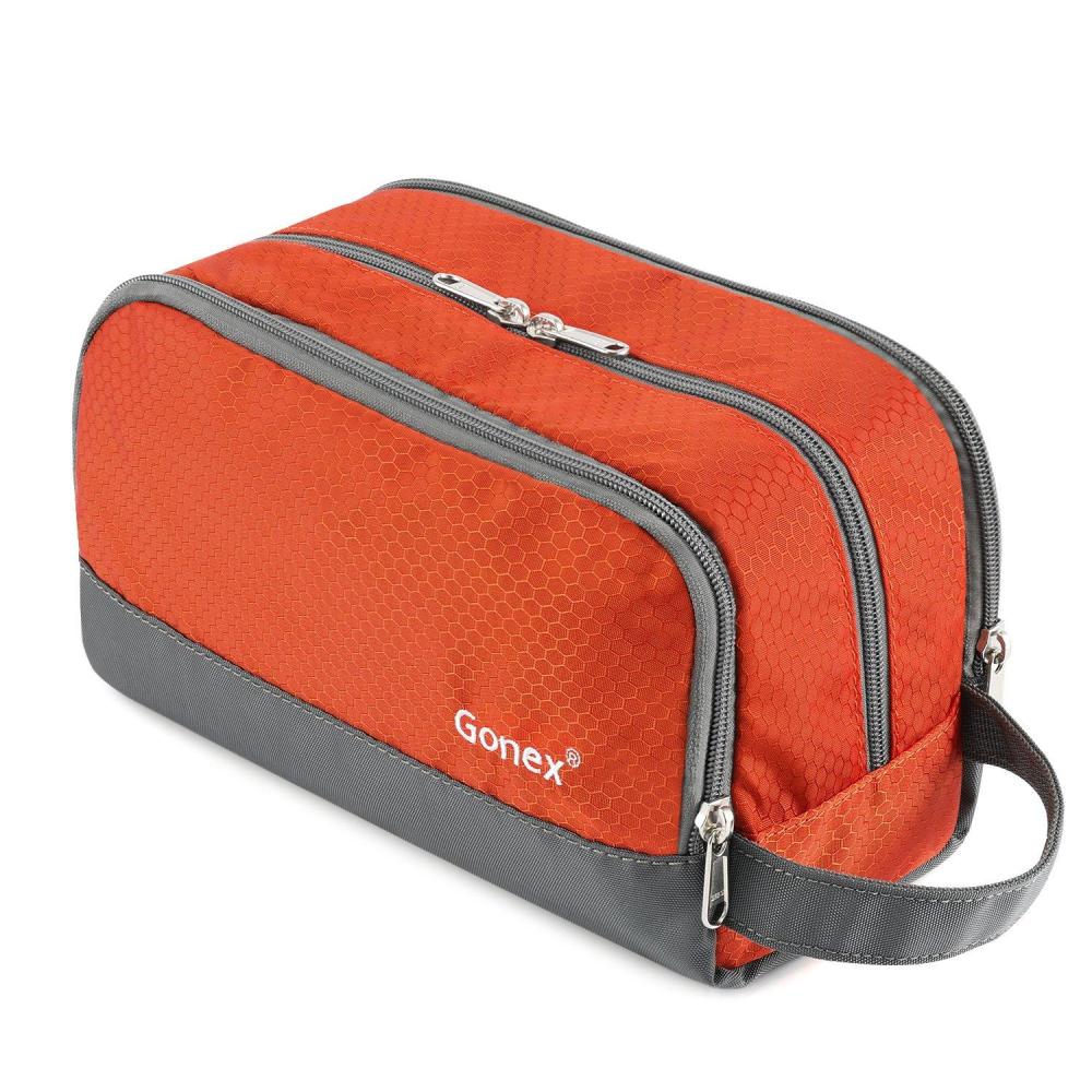image:imageGonex Travel Toiletry Bag Nylon Shaving Bag Toiletry Organizer OrangeOrange