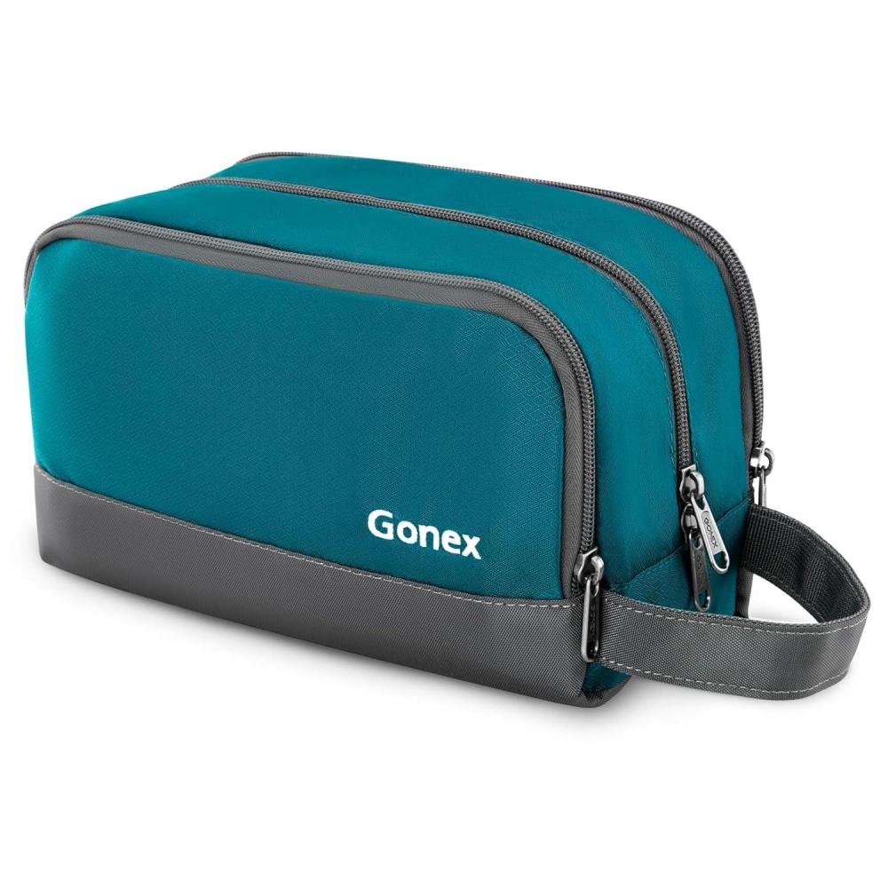 image:imageGonex Travel Toiletry Bag Nylon Shaving Bag Toiletry Organizer OrangePeacock Green