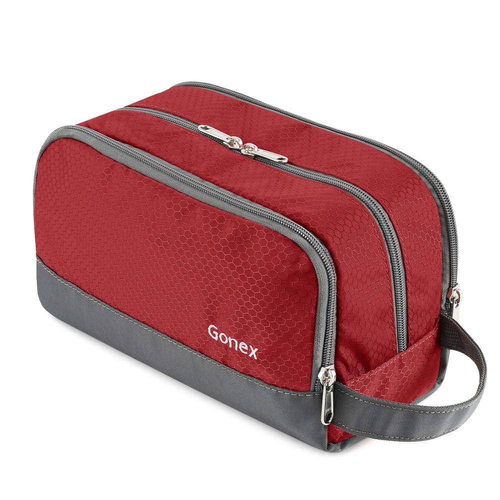image:imageGonex Travel Toiletry Bag Nylon Shaving Bag Toiletry Organizer OrangeRed