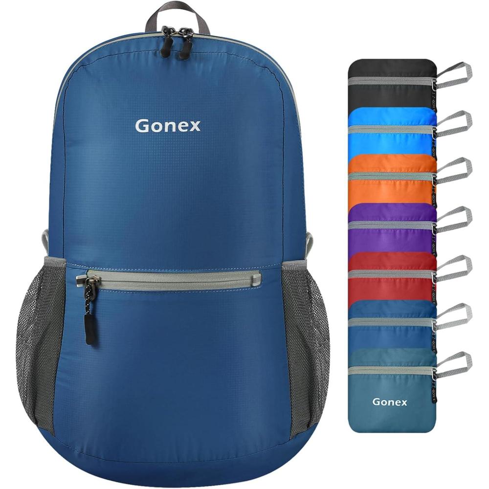image:imageGonex Ultra Lightweight Packable Backpack 20L Daypack Handy Foldable Camping Outdoor Travel Cycling BackpackingDark Blue